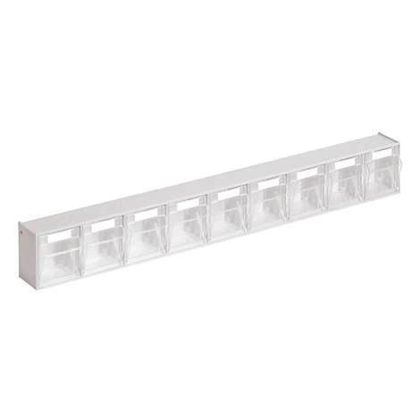 Kleinteilemagazin MultiStore, Reihengröße 9, B 600 x T 51 x H 77 mm, Volumen 0,9 l, stapelbar, Polystyrol, weiß/transp.