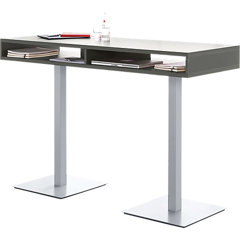Konferenz-Stehtisch BOX, bis 6 Personen, Rechteck, Standfuß, B 1600 x T 600 x H 1105 mm, graphit/alusilber