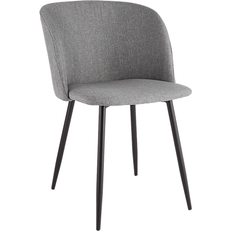 Konferenzstuhl, 2er-Set, B 570 x T 540 x H 810 mm, gepolstert, Gestell schwarz, Stoffbezug grau