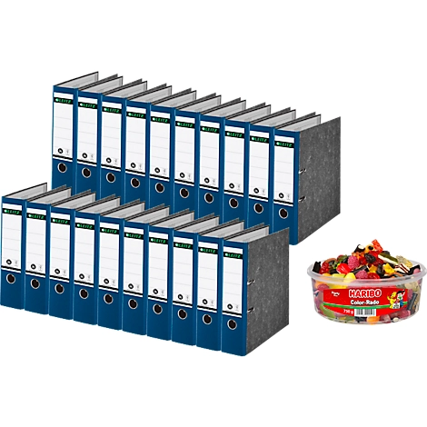 LEITZ® Ordner 1080 + 750 g HARIBO Color-Rado Party-Box, DIN A4, Rückenbreite 80 mm, 20 Stück, schwarz – Bild 2