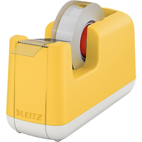 Leitz® Tischabroller für Klebefilm Cosy, für Rollen mit L 33 m x B 19 mm, Füße, inkl. Klebefilmrolle, Kunststoff, gelb