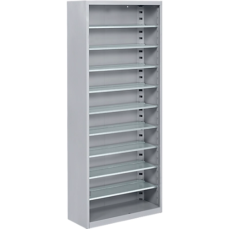 Magazinregal, 1690 mm hoch, 9 Böden, ohne Kästen, hellsilber