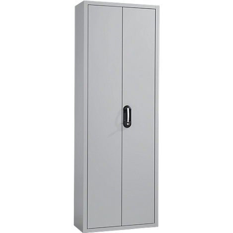 Magazinschrank, 1980 mm hoch, 15 Böden, 82 Kästen, mit Türen, hellsilber