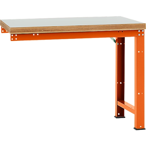 Manuflex Anbauwerkbank Profi Standard, Tischplatte Kunststoff, 1250 x 700 mm, rotorange