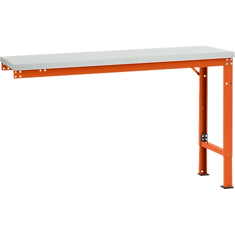 Manuflex Ansatztisch UNIVERSAL Spezial, 1500 x 800 mm, Melamin lichtgrau, rotorange