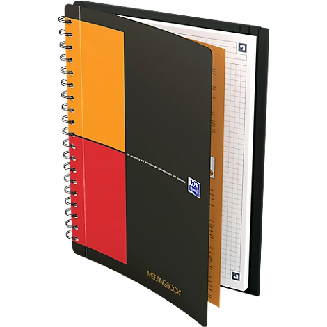 Meetingbook Oxford International B5, doppelspiralgebunden, kariert, 80 Blatt, SKRIBZEE®-komp., 5 Stück