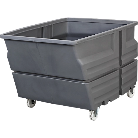 Mehrzweckbehälter, Polyethylen, grau, 800 l, B 1030 x T 1340 x H 900 mm, mit Rollen