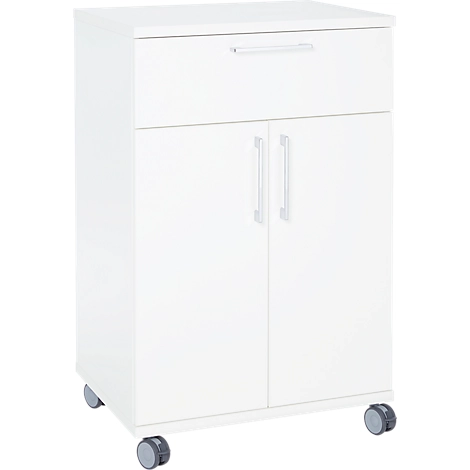 Mobiler Catering-Schrank mit Flügeltüren, B 650 x T 500 x H 1000 mm, weiß