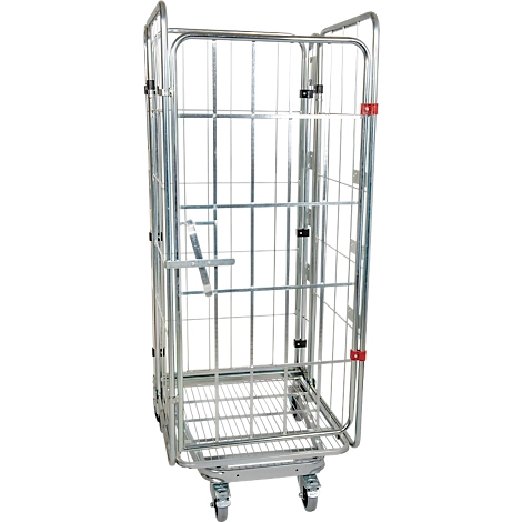 Nestbarer Rollbehälter, 4-seitig, verzinkt, Traglast 500 kg, ohne ZB