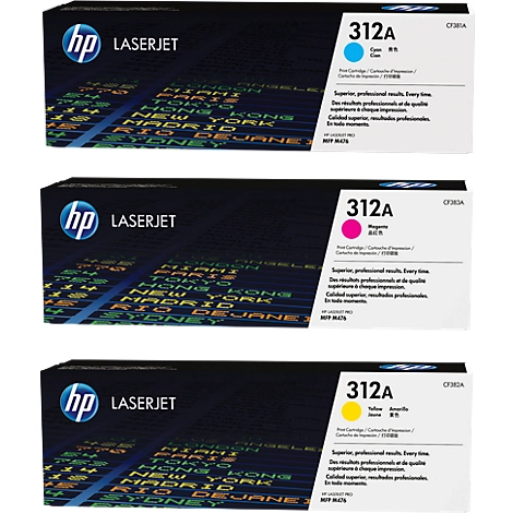 Original HP Toner 312A, Multipack, cyan, magenta, gelb