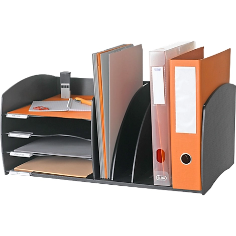 Paperflow Schreibtisch-Organizer, 4 Fächer, Trennelemente verstellbar, schwarz