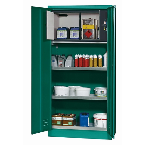 Pflanzenschutzmittelschrank asecos E-PSM-UF, Flügeltüren, Front Türkisgrün, B 950 x T 500 x H 1950 mm