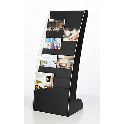 Prospektständer Paperflow COURBO, Kunststoff, DIN A3 plus, 8 Fächer, schwarz-weißes Design