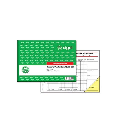 Rapport/Wochenbericht Sigel SD029, selbstdurchschreibend, DIN A5 quer, 2 x 40 Blatt