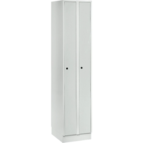 Raumspargarderobe, Abteilbreite 200 mm, abschließbar, 2 Abteile, lichtgrau