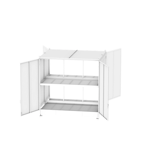Regalcontainer BAUER CEN 36-2b, Stahl, Doppelflügeltor, B 3905 x T 2900 x H 3145 mm, orange
