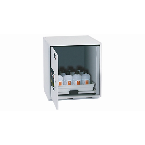 Säuren- und Laugen-Unterbauschrank asecos SL-CLASSIC-UB, Flügeltür, Anschlag links, Front Lichtgrau, B 590 x T 570 x H 600 mm