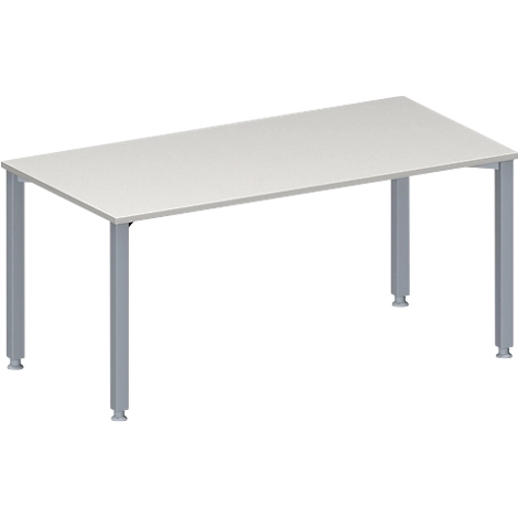 Schäfer Shop Genius Konferenztisch MODENA FLEX, Rechteck, 4-Fuß Quadratrohr, B 1600 x T 800 x H 720-840 mm, lichtgrau/weißaluminium RAL 9006