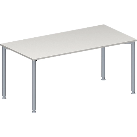 Schäfer Shop Genius Konferenztisch, Rechteck, 4-Fuß Rundrohr, B 1600 x T 800 x H 720-840 mm, lichtgrau/weißaluminium RAL 9006