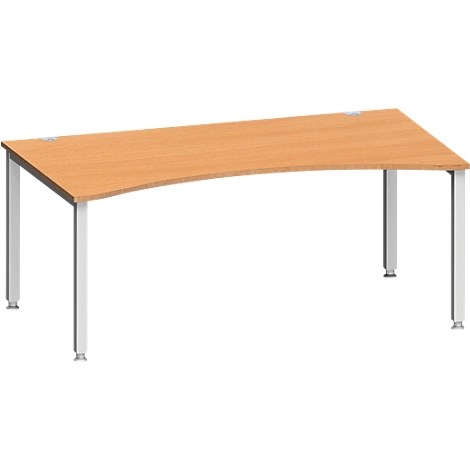 Schäfer Shop Genius Schreibtisch MODENA FLEX, mit Cockpitplatte, 4-Fuß-Quadratrohr, Breite 1800 mm, buche/weiß