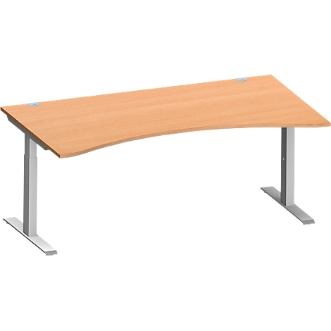 Schäfer Shop Genius Schreibtisch MODENA FLEX, mit Cockpitplatte, T-Fuß-Rechteckrohr, Breite 1800 mm, Buche/weißalu