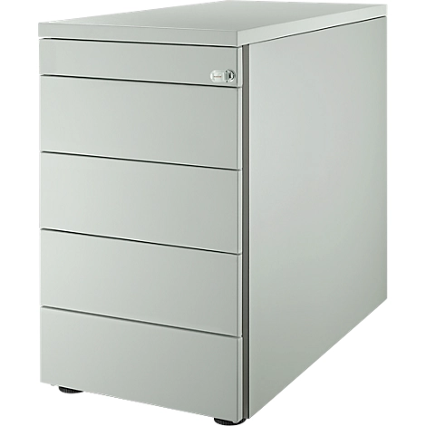 Schäfer Shop Genius Standcontainer 13333, mit Griffnut, B 435 x T 800 x H 717 mm, lichtgrau/lichtgrau/lichtgrau
