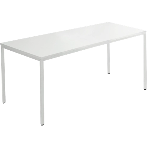 Schäfer Shop Pure Stahlrohrtisch, Rechteck, Quadratrohrfuß, B 1400 x T 700 x H 720 mm, lichtgrau/lichtgrau