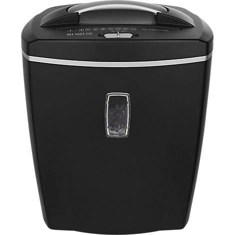 Schäfer Shop Select Aktenvernichter SH 1021 CC, Partikelschnitt 5 x 18 mm, P-4, 21 l, 10 Blatt bzw. 1 CD Schnittleistung, schwarz