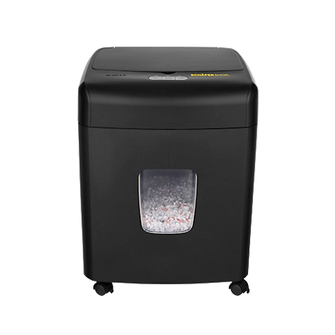 Schäfer Shop Select Aktenvernichter SH1023-A CC, Vollautomatik, Partikelschnitt 4 x 12 mm, P-4, 23 l, 10-120 Blatt Schnittleistung, mit Lenkrollen, schwarz
