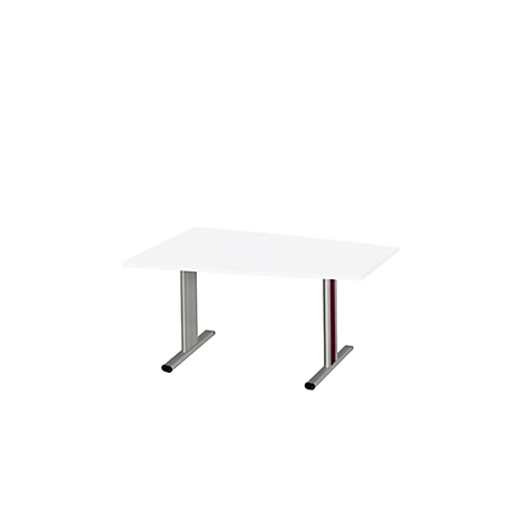 Schäfer Shop Select Besprechungstisch MODENA Basic, Tonne, T-Fuß, B 1400 x T 1000 x H 717 mm, weiß/weißaluminium RAL 9006