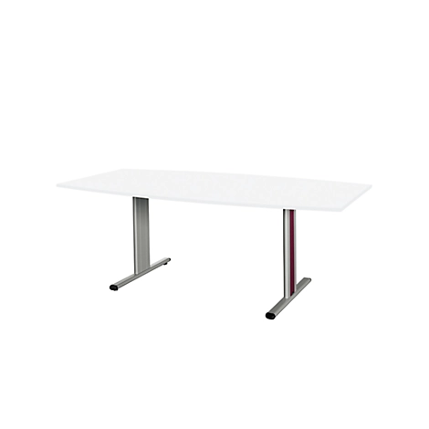 Schäfer Shop Select Besprechungstisch Planova Basic, Boot, T-Fuß, B 2000 x T 1000 x H 717 mm, weiß/weißaluminium RAL 9006