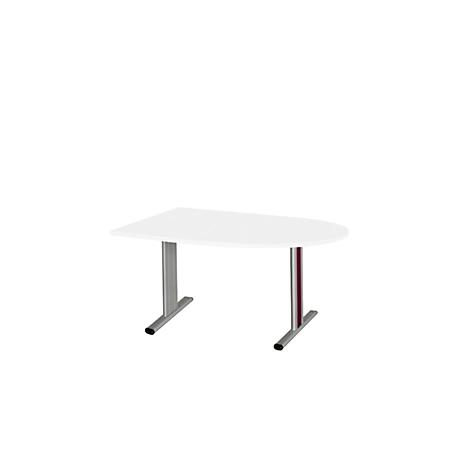 Schäfer Shop Select Besprechungstisch Planova Basic, Halbkreis, T-Fuß, B 1400 x T 1000 x H 717 mm, weiß/weißaluminium RAL 9006