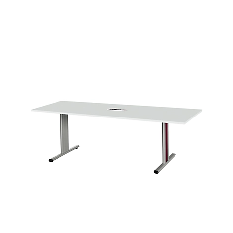 Schäfer Shop Select Besprechungstisch Planova Basic, mit Tischanschlussfeld, Rechteck, T-Fuß, B 2000 x T 800 x H 717 mm, lichtgrau/weißalu