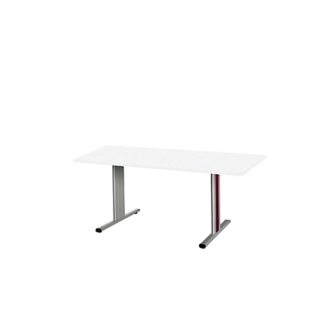 Schäfer Shop Select Besprechungstisch Planova Basic, Rechteck, T-Fuß, B 1600 x T 800 x H 717 mm, weiß/weißaluminium RAL 9006