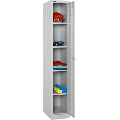 Schäfer Shop Select Garderobenspind, 1 Abteil, 1-türig, 4 Einlegeböden, B 300 x T 457 x H 1800 mm, Qualitätsfeinblech, abschließbar