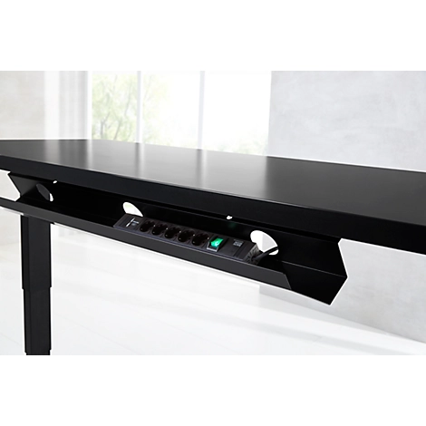 Schäfer Shop Select Kabelkanal, Metall, f. elektrisch höhenverstellbaren Schreibtisch Elements, abklappbar, schwarz
