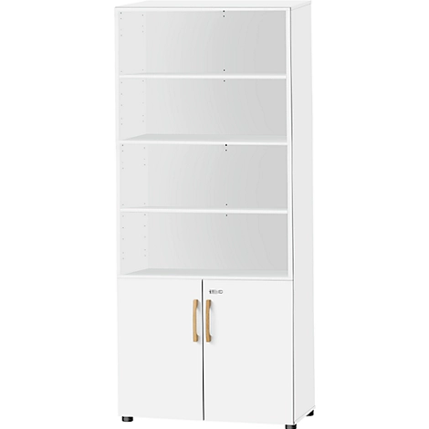 Schäfer Shop Select Kombischrank Start Off Wood, 6 OH, abschließbar, B 800 x T 420 x H 2240 mm, Holz, weiß