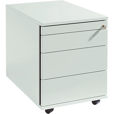 Schäfer Shop Select Rollcontainer 1233, Utensilienauszug + 3 Schubladen, abschließbar, Spanplatte, B 428 x T 600 x H 540 mm, lichtgrau
