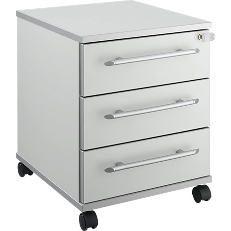 Schäfer Shop Select Rollcontainer Moxxo IQ 333, 3 Schübe, B 410 x T 495 x H 510 mm, abschließbar, lichtgrau