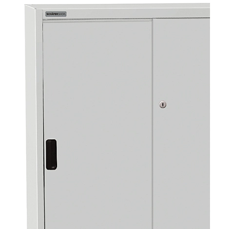 Schäfer Shop Select Schiebetürenschrank, mit 3 Einlegeböden, B 950 x T 400 x H 1150 mm, Stahl, lichtgrau