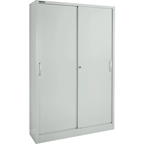 Schäfer Shop Select Schiebetürenschrank MS iCONOMY, Stahl, 5 Ordnerhöhen, B 1200 x T 400 x H 1935 mm, lichtgrau RAL 7035
