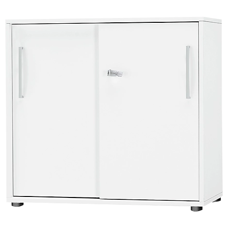 Schäfer Shop Select Schiebetürenschrank SET UP, abschließbar, 2 Ordnerhöhen, B 800 x T 420 x H 788 mm, weiß/weiß
