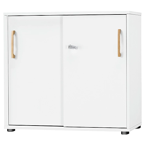 Schäfer Shop Select Schiebetürenschrank Start Off Wood, 2 OH, abschließbar, Holz, B 800 x T 420 x H 788 mm, weiß