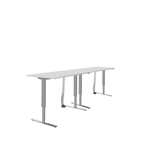 Schäfer Shop Select Schreibtisch, elektrisch höhenverstellbar, Rechteck, T-Fuß, B 1600 x T 800 x H 705-1205 mm, lichtgrau/weißaluminium