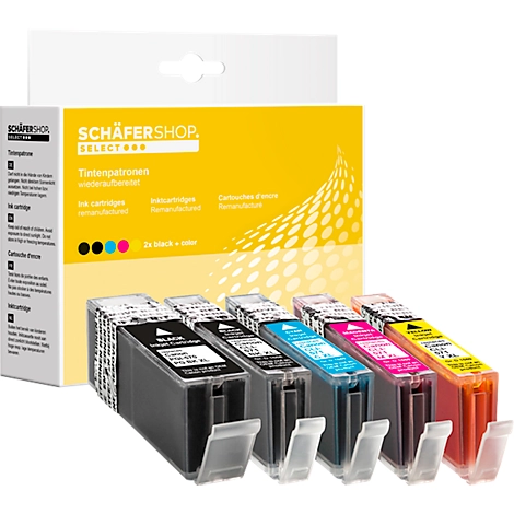 Schäfer Shop Select Tintenpatronen, ersetzt Canon PGI-570PGBK XL/CLI-571 XL CMYK, Mixpack, cyan, magenta, gelb, schwarz, schwarz-pigmentiert