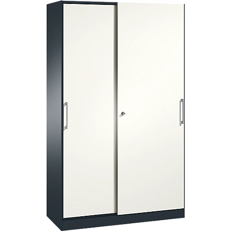 Schiebetürenschrank ASISTO C 3000, 5 Ordnerhöhen, abschließbar, Breite 1200 mm, anthrazit/weiß