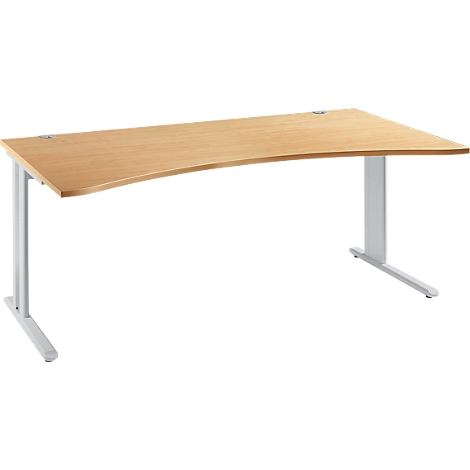 Schreibtisch Planova Basic, mit Cockpitplatte, C-Fuß, B 1800 mm, T 800/1000 mm,