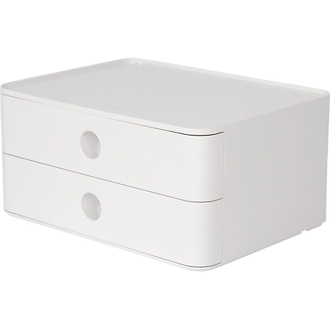 Schubladenbox HAN Allison Smart-Box, 2 Schübe mit Trennwänden, Kabelhalter, stapelbar, ABS-Kunststoff, weiß