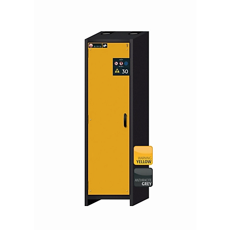 Sicherheitsschrank Typ 30 asecos Q-CLASSIC-30, Flügeltür, Anschlag links, Front Sicherheitsgelb, B 564 x T 620 x H 1947 mm