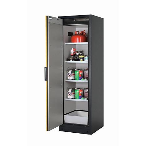 Sicherheitsschrank Typ 90 asecos Q-PEGASUS-90, Flügeltür mit Schließ-Automatik, Anschlag links, Front Sicherheitsgelb, B 599 x T 615 x H 1953 mm